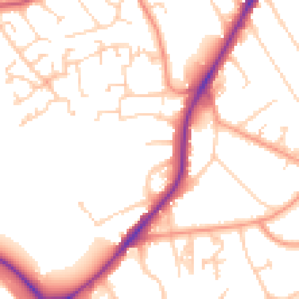 Daytime road noise heatmap for RH6 8AJ