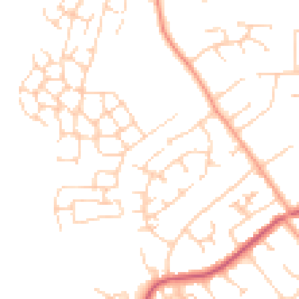 Daytime road noise heatmap for RH6 8DQ