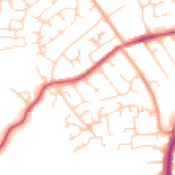 Daytime road noise heatmap for RH6 8ET