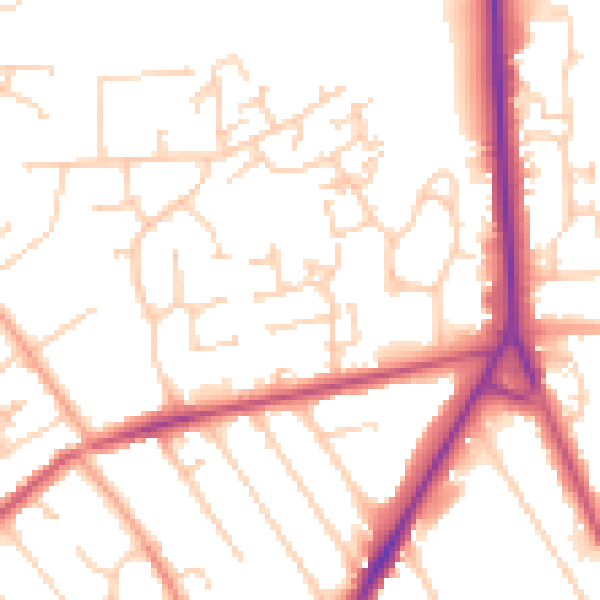 Daytime road noise heatmap for RH6 8HQ