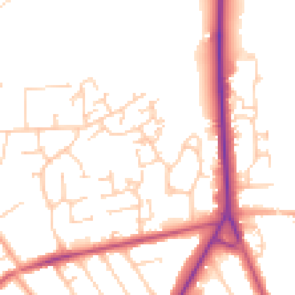 Daytime road noise heatmap for RH6 8QS