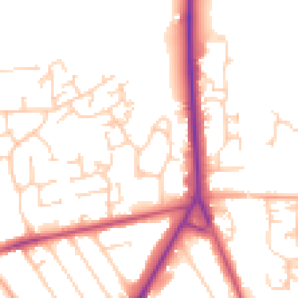 Daytime road noise heatmap for RH6 8QT