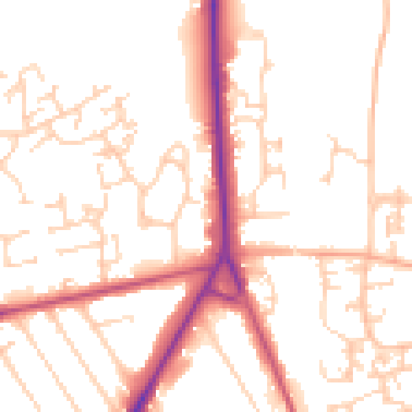 Daytime road noise heatmap for RH6 8QX