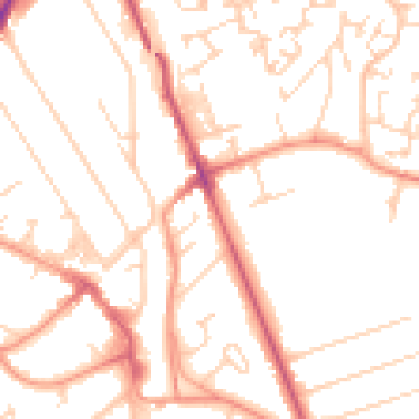 Daytime road noise heatmap for RH6 9AA