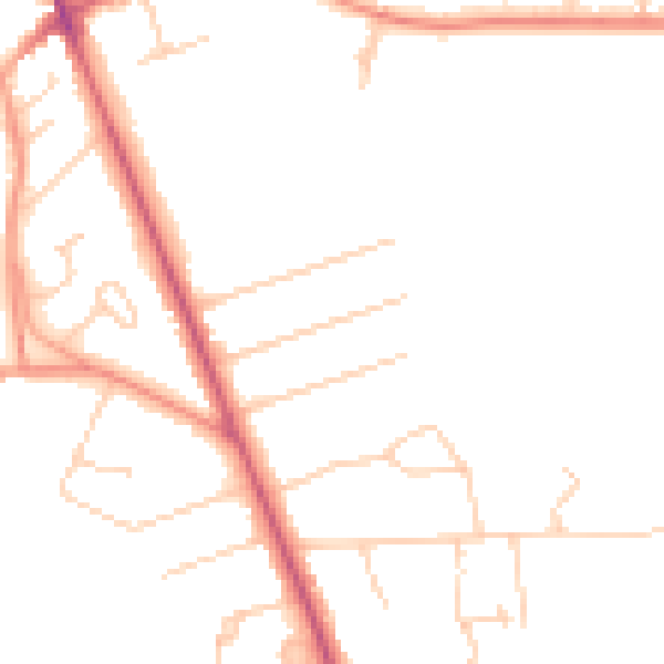 Daytime road noise heatmap for RH6 9BS