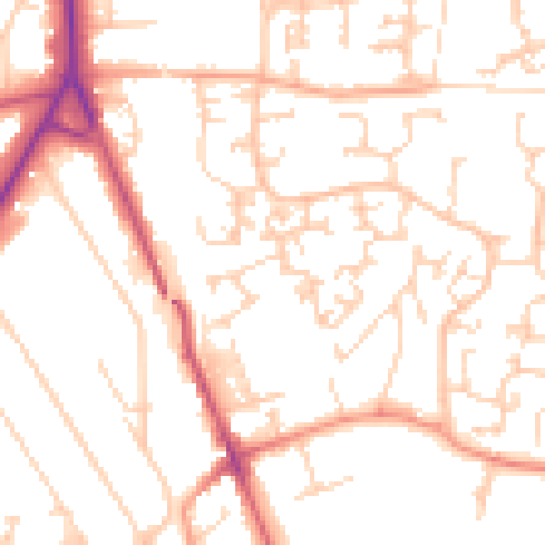 Daytime road noise heatmap for RH6 9DY
