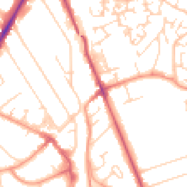 Daytime road noise heatmap for RH6 9HW