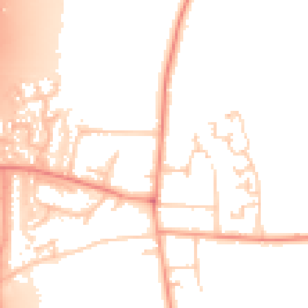Daytime road noise heatmap for RH6 9NL