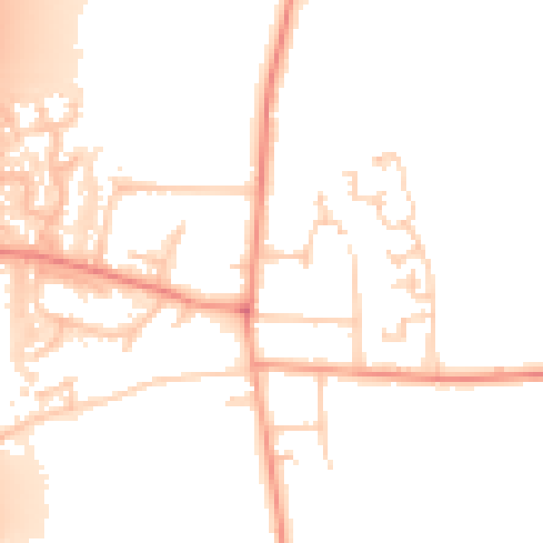 Daytime road noise heatmap for RH6 9NW