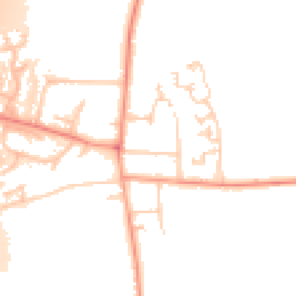 Daytime road noise heatmap for RH6 9QN