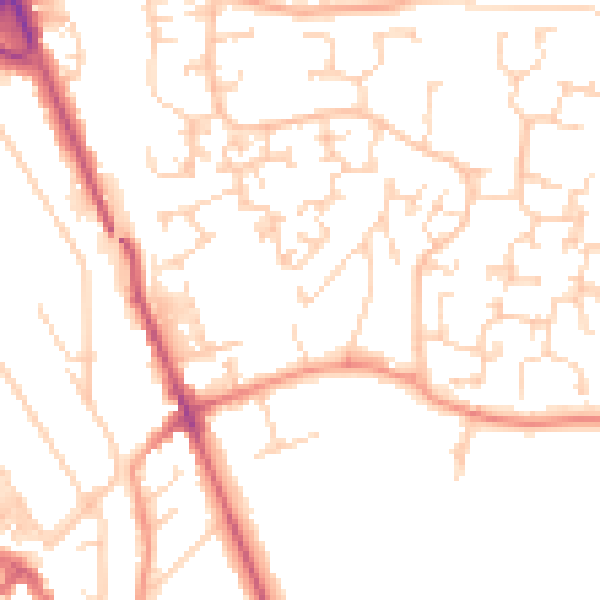 Daytime road noise heatmap for RH6 9UB