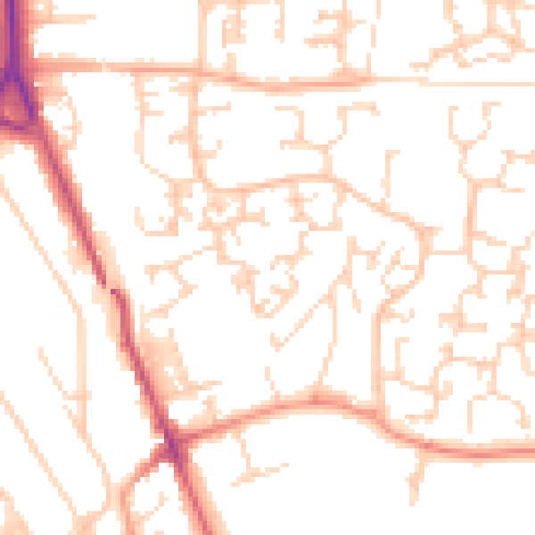 Daytime road noise heatmap for RH6 9UD