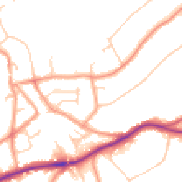 Daytime road noise heatmap for RH8 0BU
