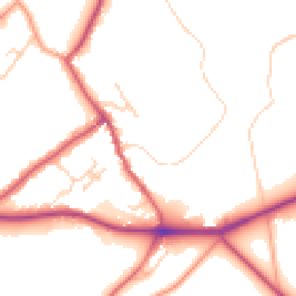 Daytime road noise heatmap for RH8 0DU