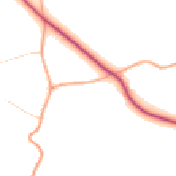Daytime road noise heatmap for RH8 0SX