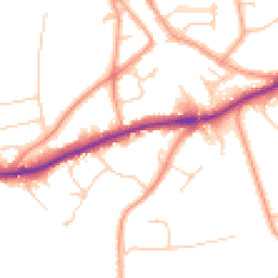 Daytime road noise heatmap for RH8 9AD