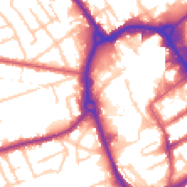Daytime road noise heatmap for RM1 1AH