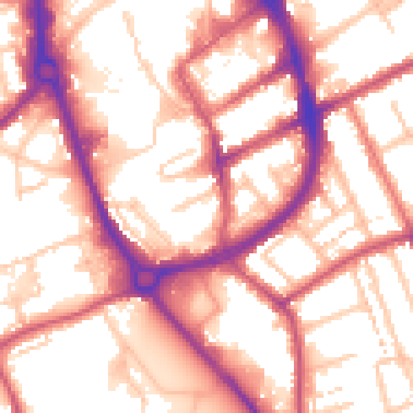 Daytime road noise heatmap for RM1 1AJ