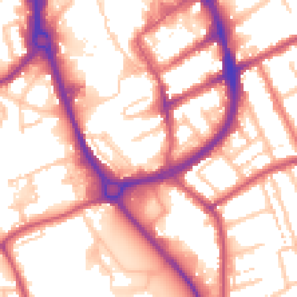 Daytime road noise heatmap for RM1 1AL