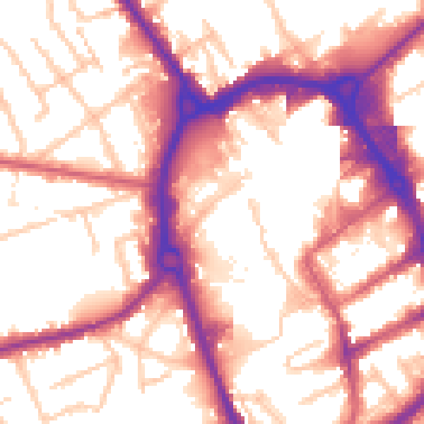 Daytime road noise heatmap for RM1 1AN