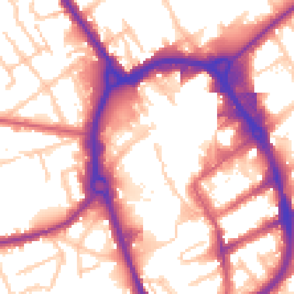 Daytime road noise heatmap for RM1 1AP