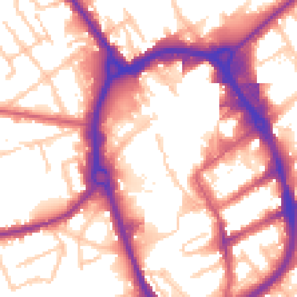 Daytime road noise heatmap for RM1 1AR
