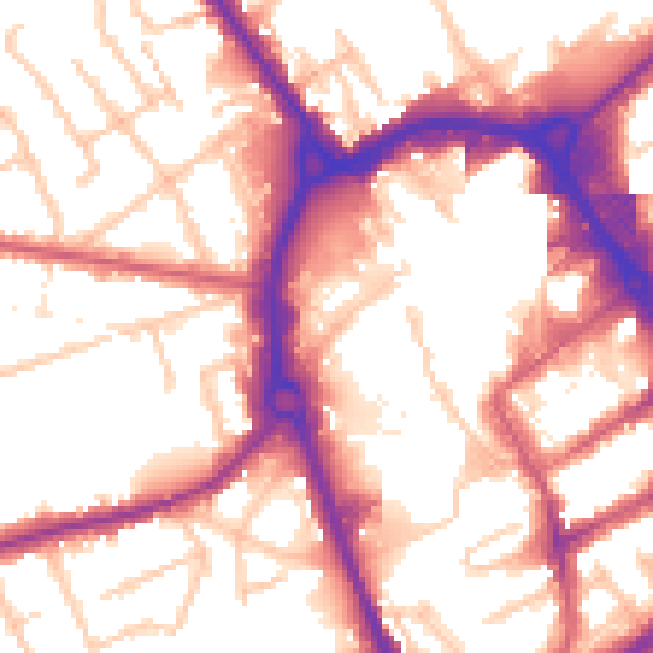 Daytime road noise heatmap for RM1 1AS
