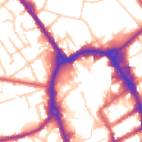Daytime road noise heatmap for RM1 1BJ