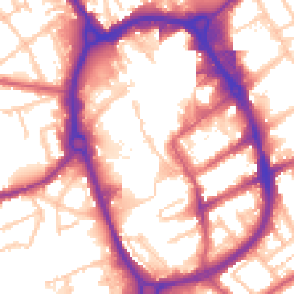 Daytime road noise heatmap for RM1 1BQ