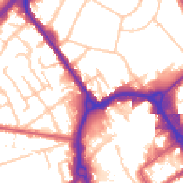 Daytime road noise heatmap for RM1 1BY