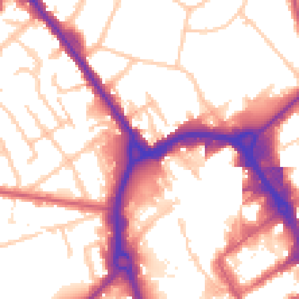 Daytime road noise heatmap for RM1 1DA