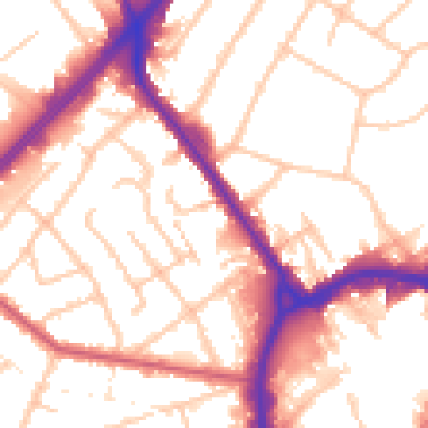Daytime road noise heatmap for RM1 1DD