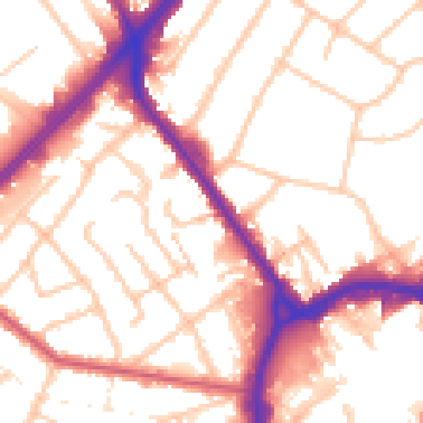 Daytime road noise heatmap for RM1 1DG