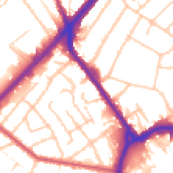 Daytime road noise heatmap for RM1 1DX