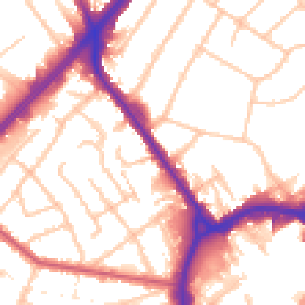 Daytime road noise heatmap for RM1 1ED