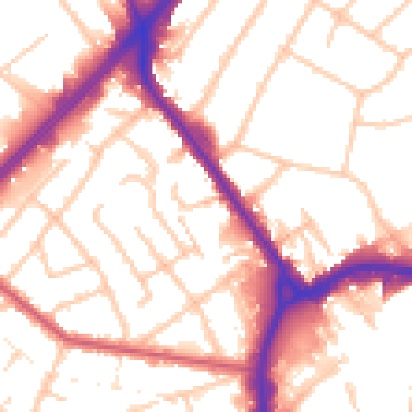Daytime road noise heatmap for RM1 1EG