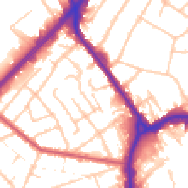 Daytime road noise heatmap for RM1 1EQ