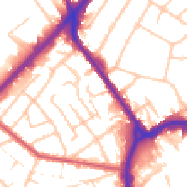 Daytime road noise heatmap for RM1 1EW