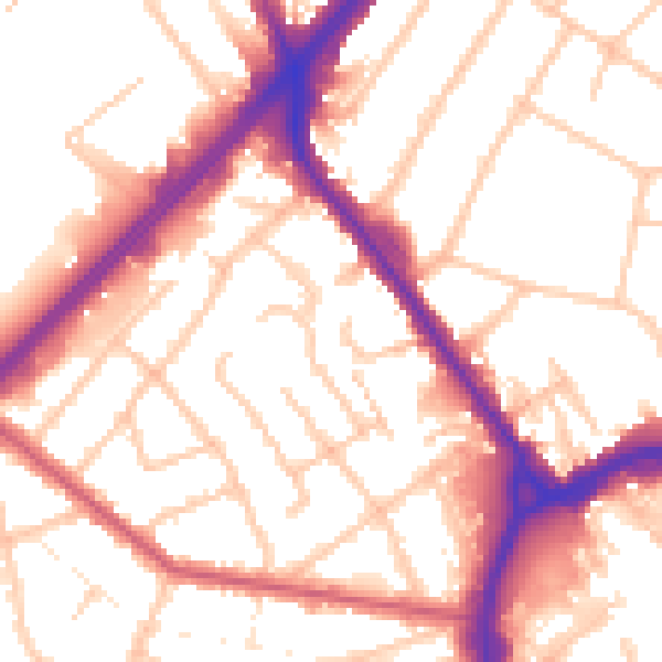 Daytime road noise heatmap for RM1 1EY