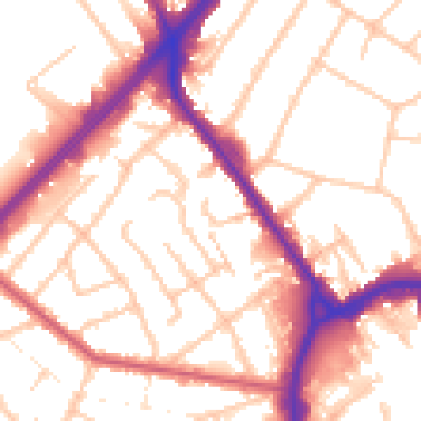 Daytime road noise heatmap for RM1 1EZ