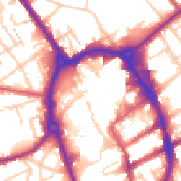 Daytime road noise heatmap for RM1 1FB