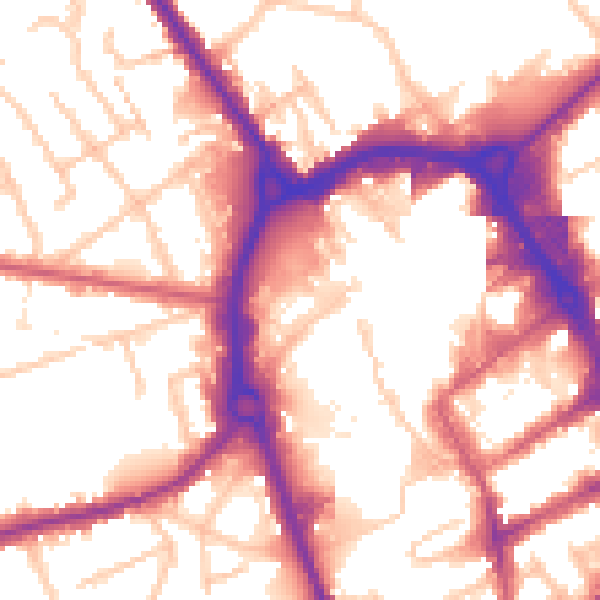 Daytime road noise heatmap for RM1 1JH
