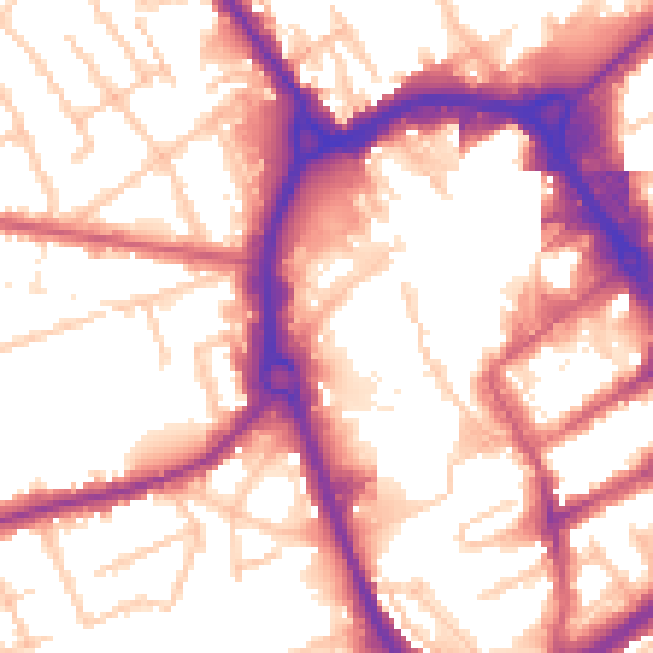 Daytime road noise heatmap for RM1 1JL