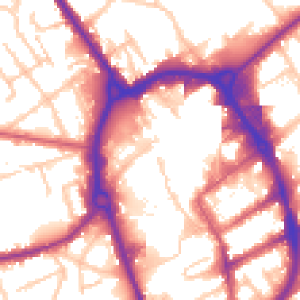 Daytime road noise heatmap for RM1 1JU