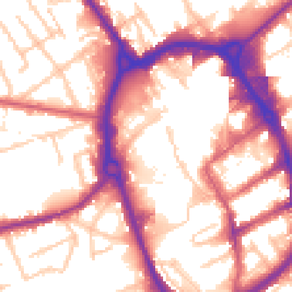 Daytime road noise heatmap for RM1 1LN