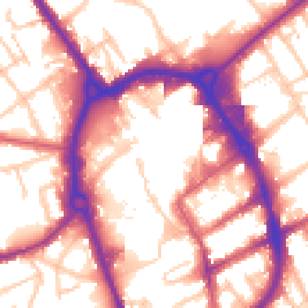 Daytime road noise heatmap for RM1 1NJ