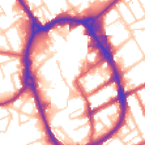 Daytime road noise heatmap for RM1 1NL
