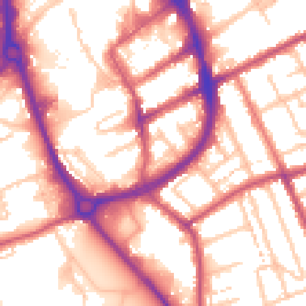 Daytime road noise heatmap for RM1 1QA