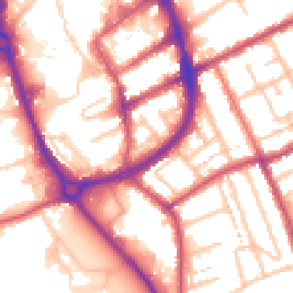 Daytime road noise heatmap for RM1 1QJ