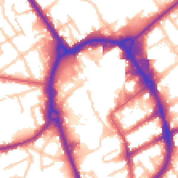 Daytime road noise heatmap for RM1 1RA